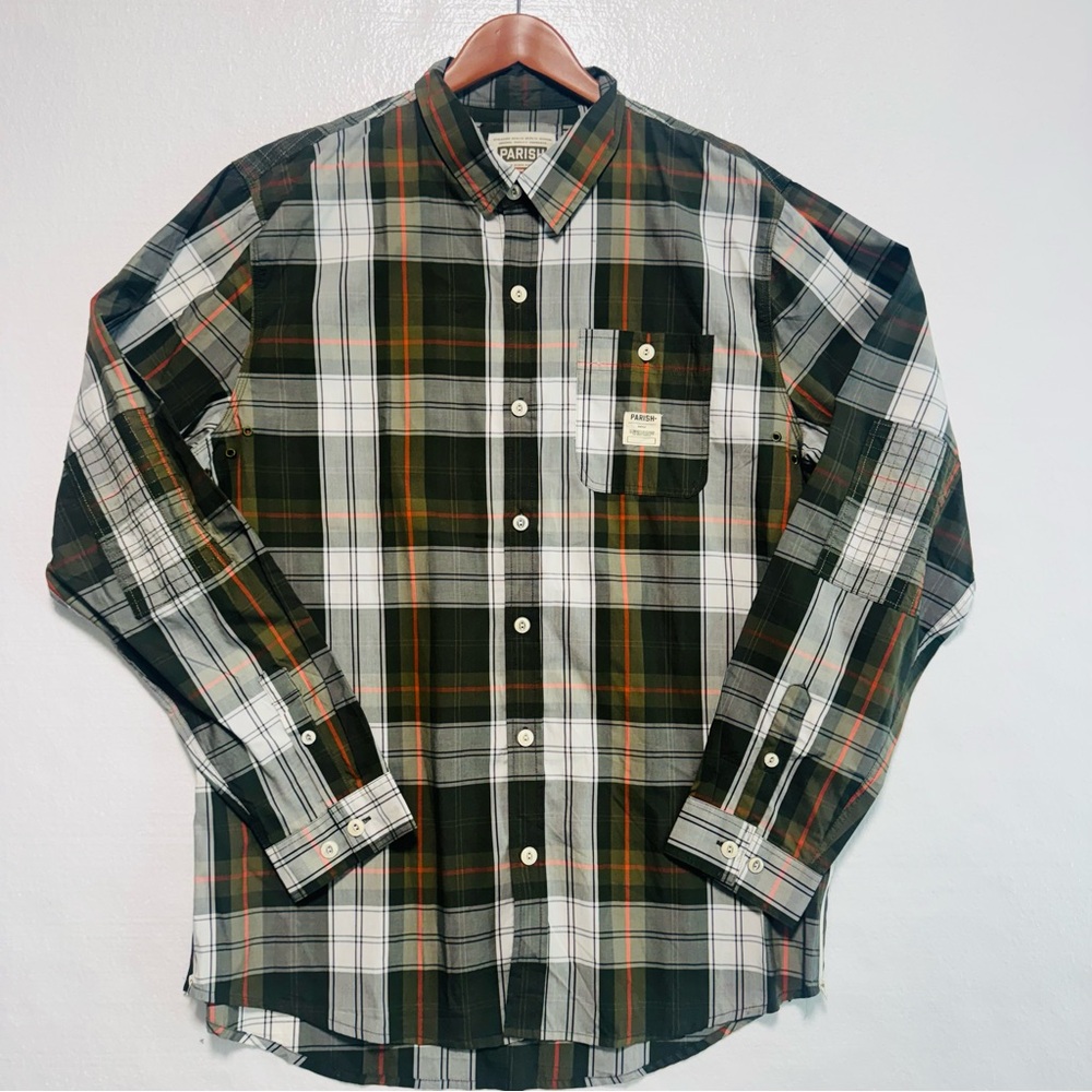 NWOT PARISH Men's 2XL Plaid Button Front, Long Sleeve Shirt